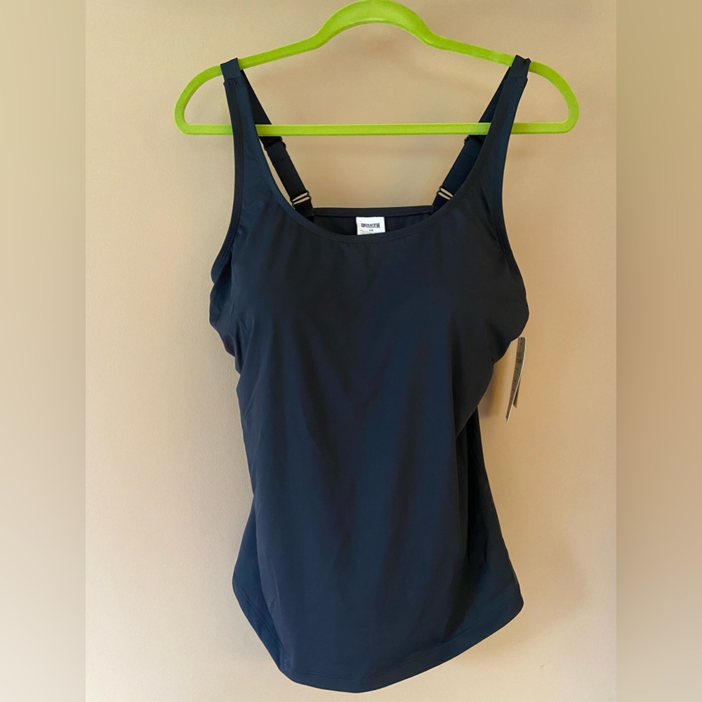 Duluth Womens Suit Up Swim Built-in Bra Tankini size 16 Black Adjustable NWT